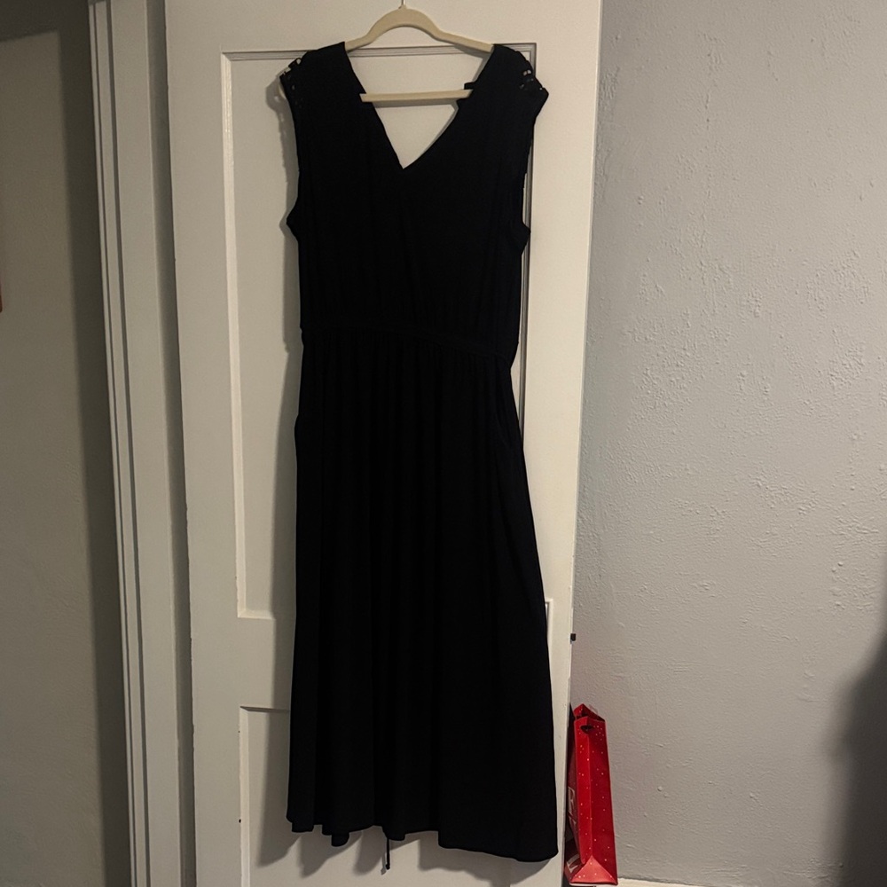 Lane Bryant Black Maxi Dress with lace detail sleeves